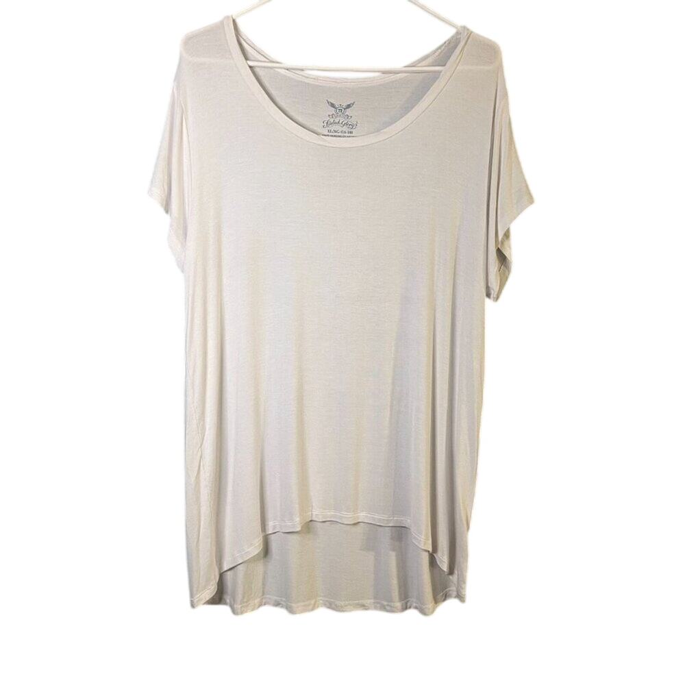 Faded Glory XL White Tunic Length Short Sleeve Women's T shirt White Loose fit